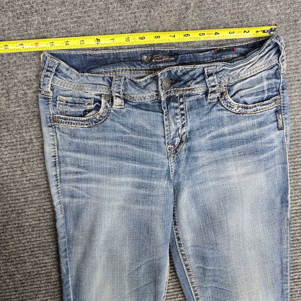 Silver Jeans Suki Mid Baby Boot Jeans Womens 31x33 Blue Stretch Western Y2K - Picture 8 of 9
